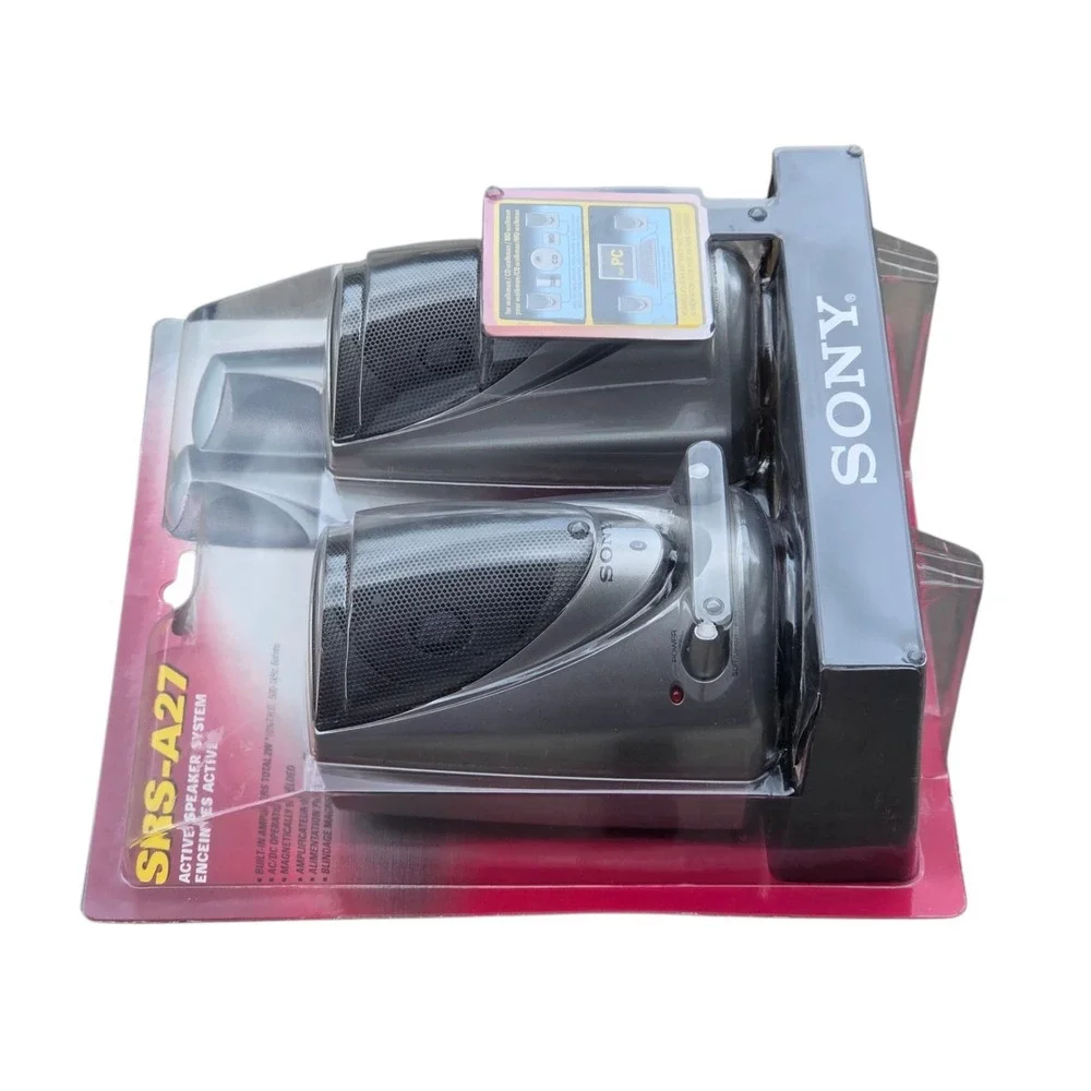 NEW Sony SRS-A27 Active Speaker Sytem For MD/CD/Cassette Tape Walkman PC Vintage